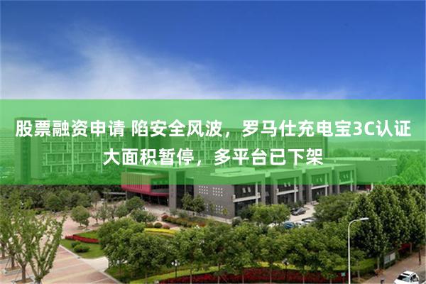 股票融资申请 陷安全风波，罗马仕充电宝3C认证大面积暂停，多平台已下架