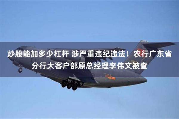 炒股能加多少杠杆 涉严重违纪违法！农行广东省分行大客户部原总经理李伟文被查