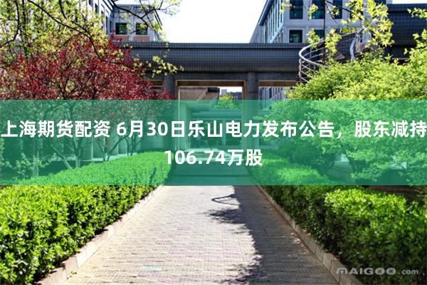 上海期货配资 6月30日乐山电力发布公告，股东减持106.74万股