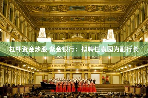 杠杆资金炒股 紫金银行：拟聘任袁园为副行长